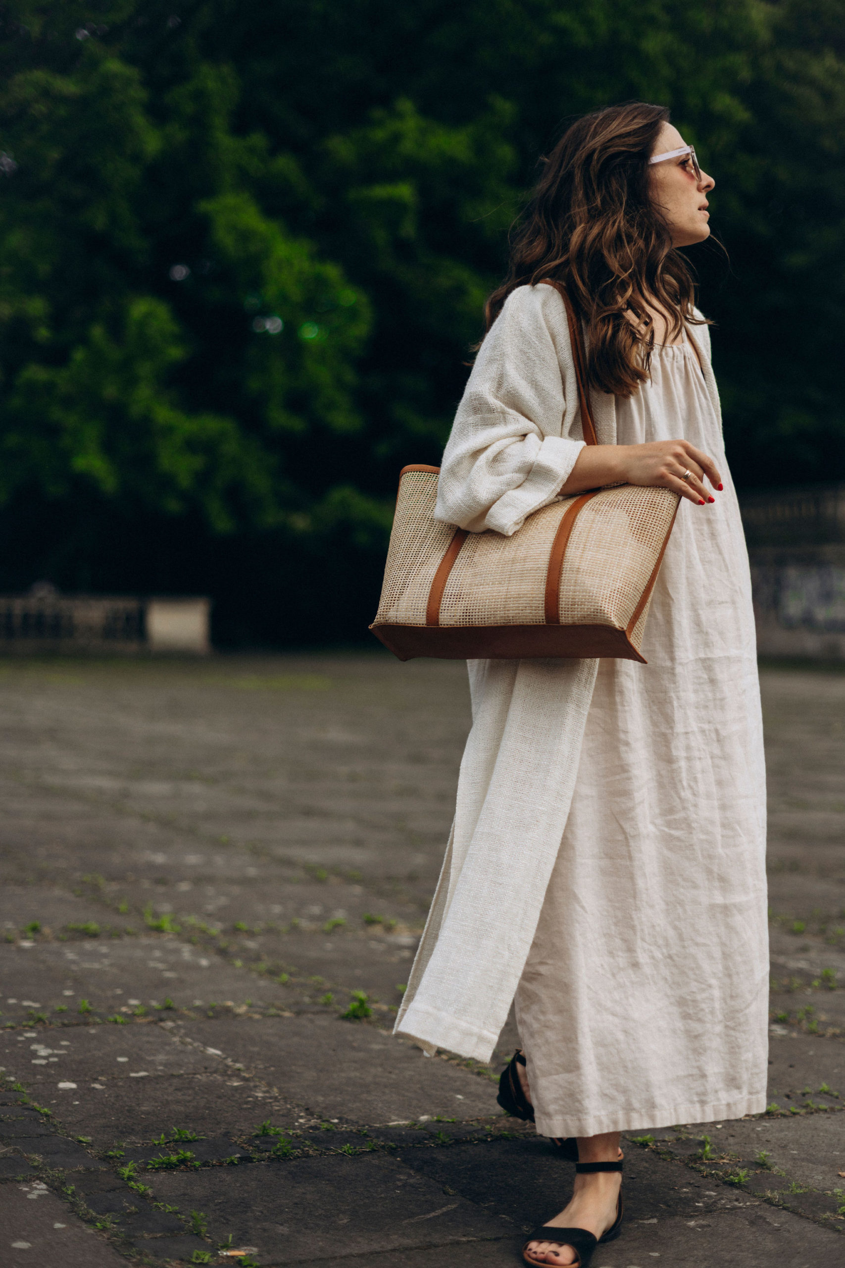 TOTE bag IRMA z rattanu i naturalnej skóry - obrazek 5