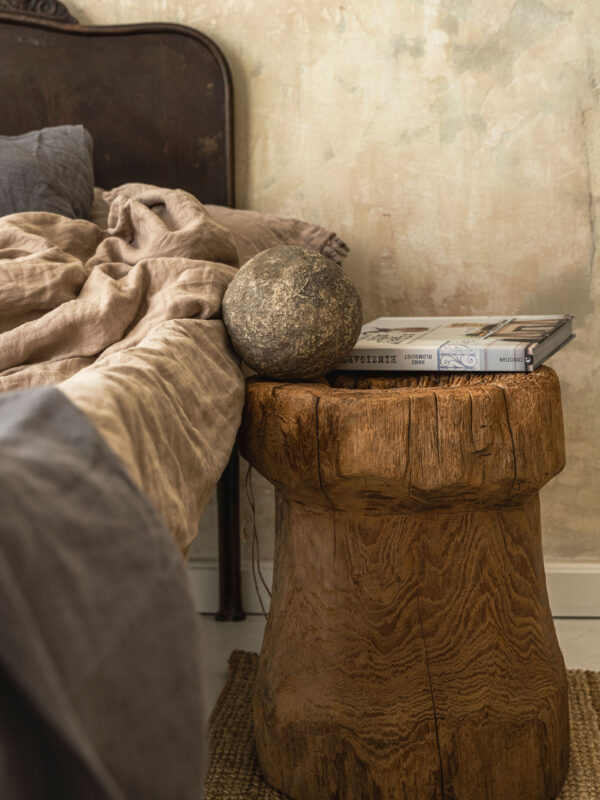 Stołek / stolik boczny z recyklingowanego drewna tekowego TIKI